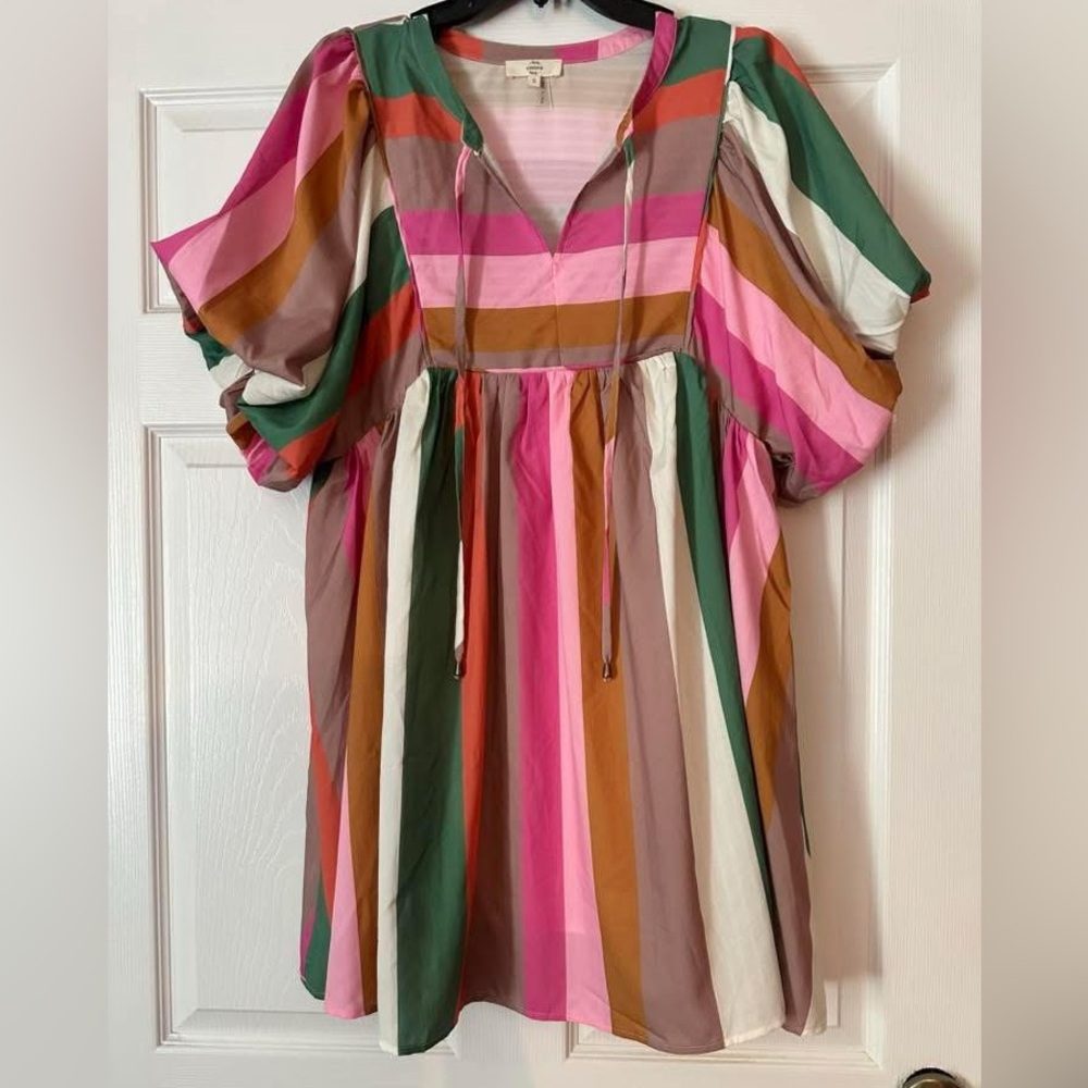 Entro Multicolor Striped Casual Dress